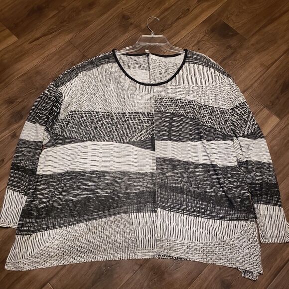 Cato Black Gray White Blouse Shirt Women's Plus Sz 26/28 Sheer - Picture 1 of 4